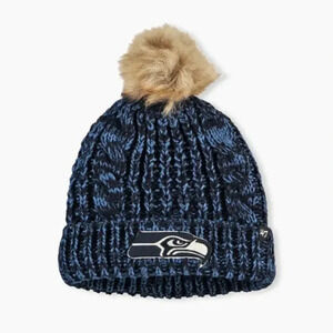 47 Brand NFL Seattle Seahawks Navy Meeko Cuff Pom Beanie